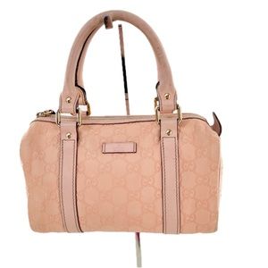 GUCCI GG Small Joy Boston Bag Guccissima Leather Powder/Baby Pink Authentic